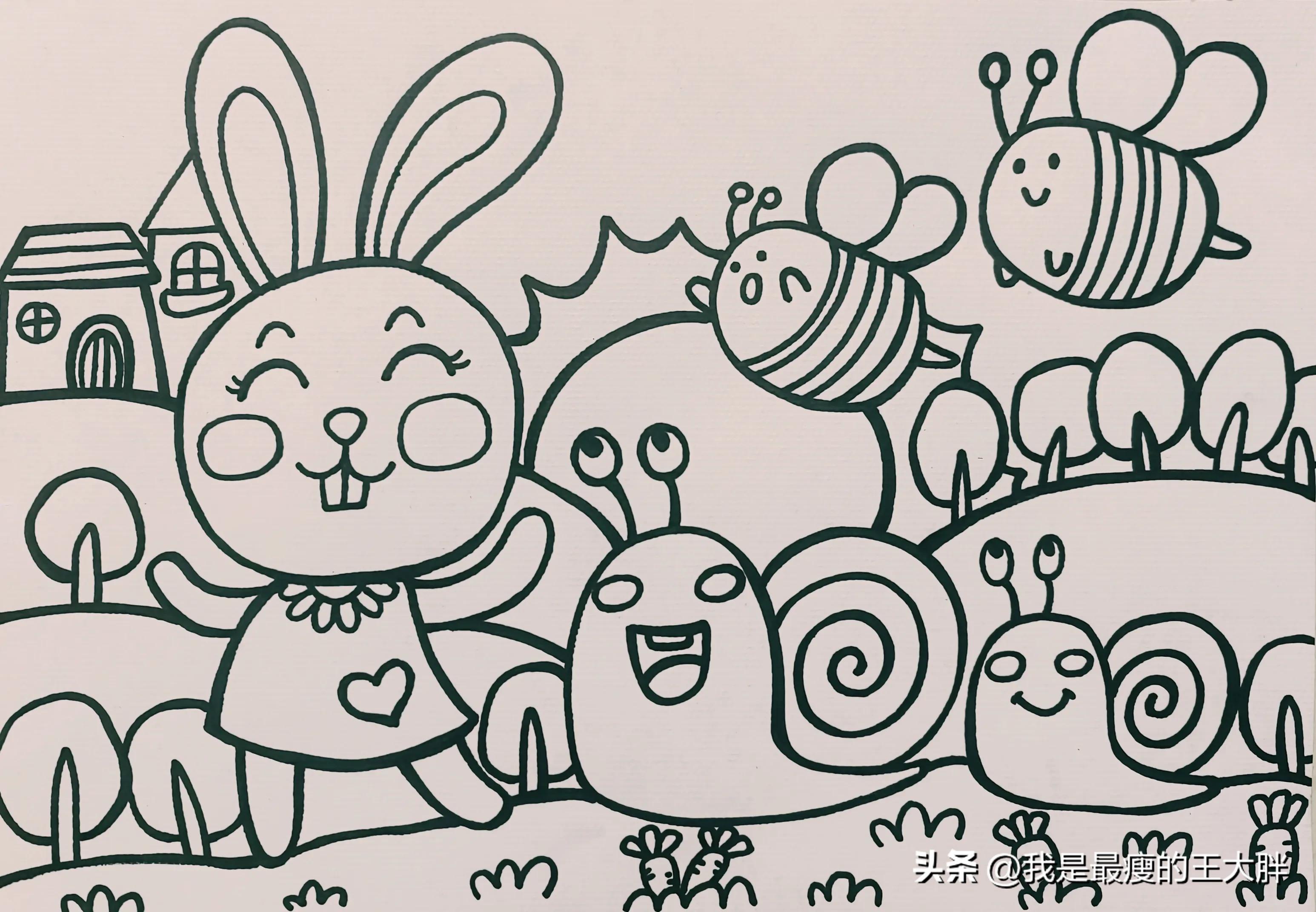 动物乐园儿童画简笔画,卡通动物简笔画大全儿童画