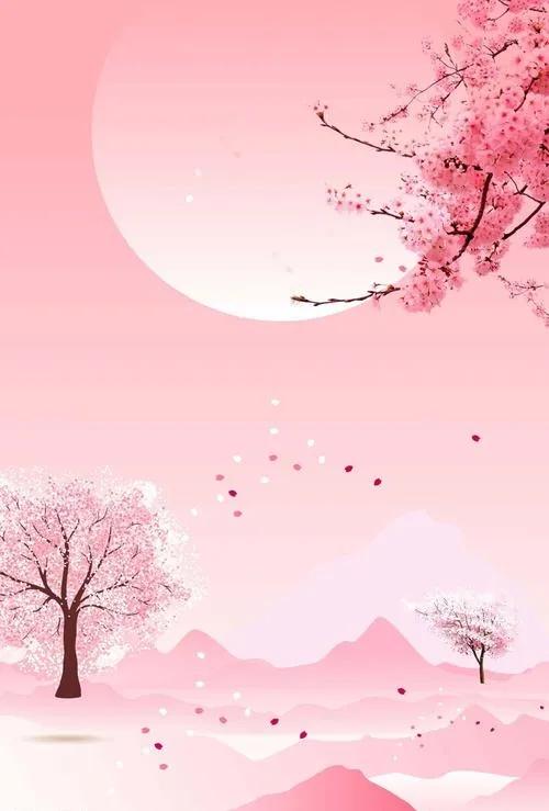 水边桃花月亮唯美图片,月亮竹影唯美图片