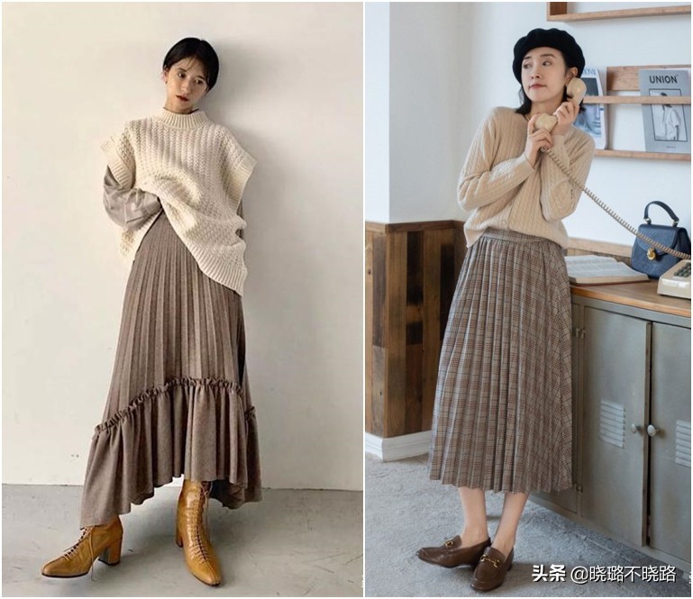 针织衫高腰显瘦开叉半身裙套装女,针织衫女裙微胖