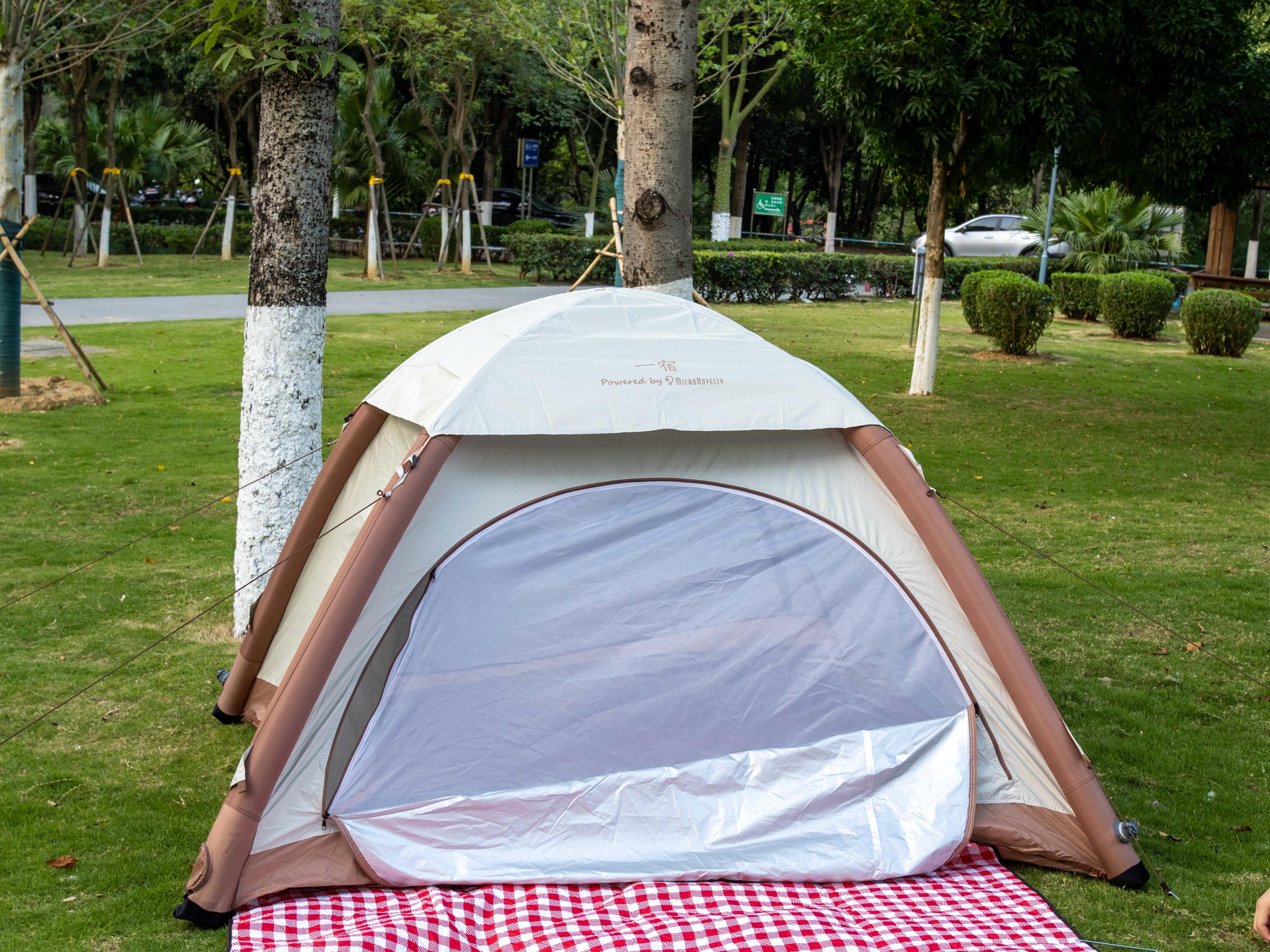 户外露营神器电动,自动充气帐篷露营体验