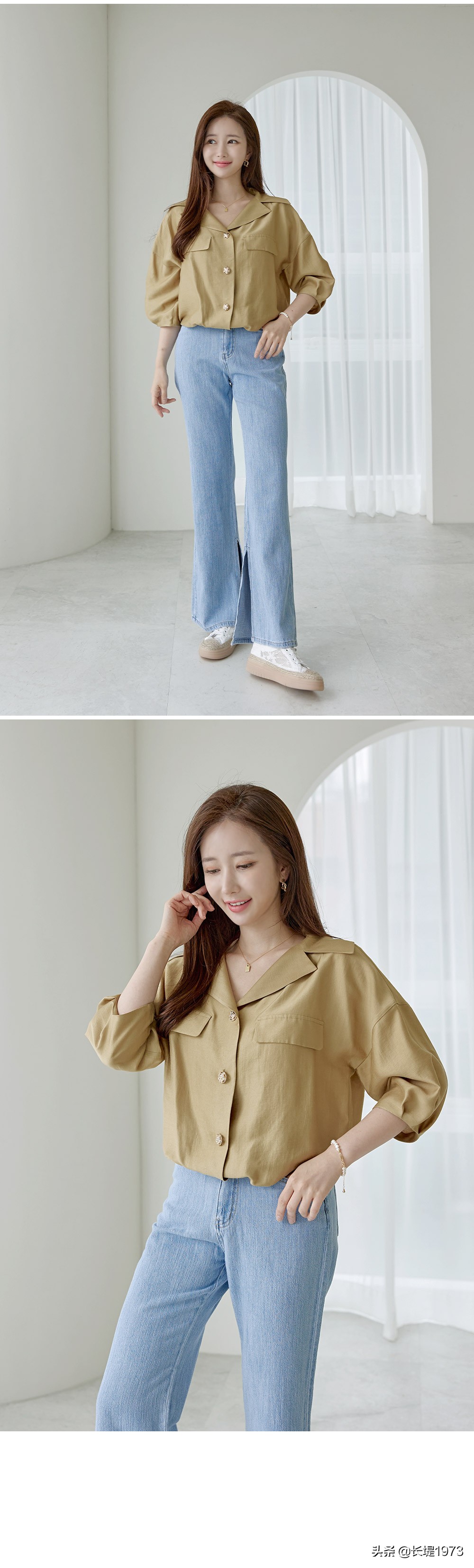 韩版t恤搭配阔腿牛仔裤,t恤别老是搭配牛仔裤