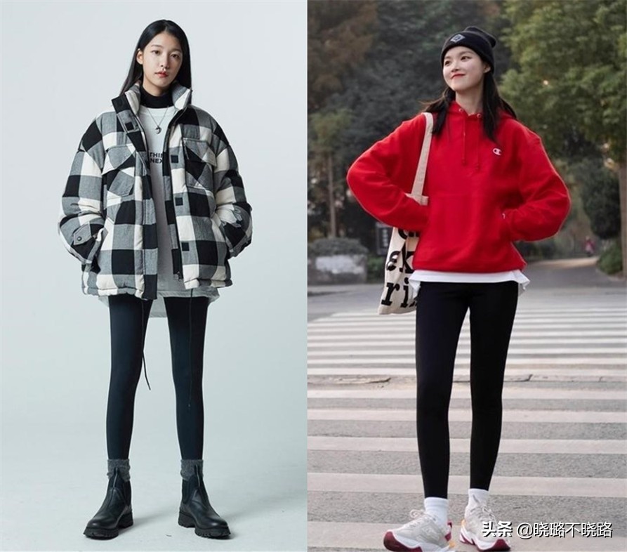 鲨鱼裤露袜子时尚穿搭冬,冬天保暖又减龄鲨鱼裤穿搭