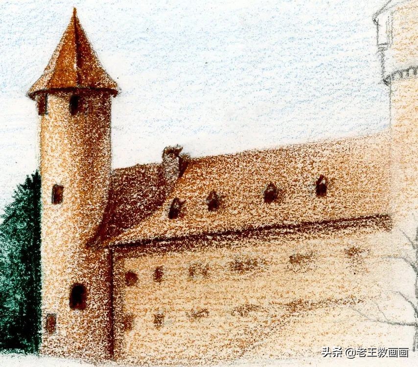 彩铅画风景好看,彩铅画一个城堡