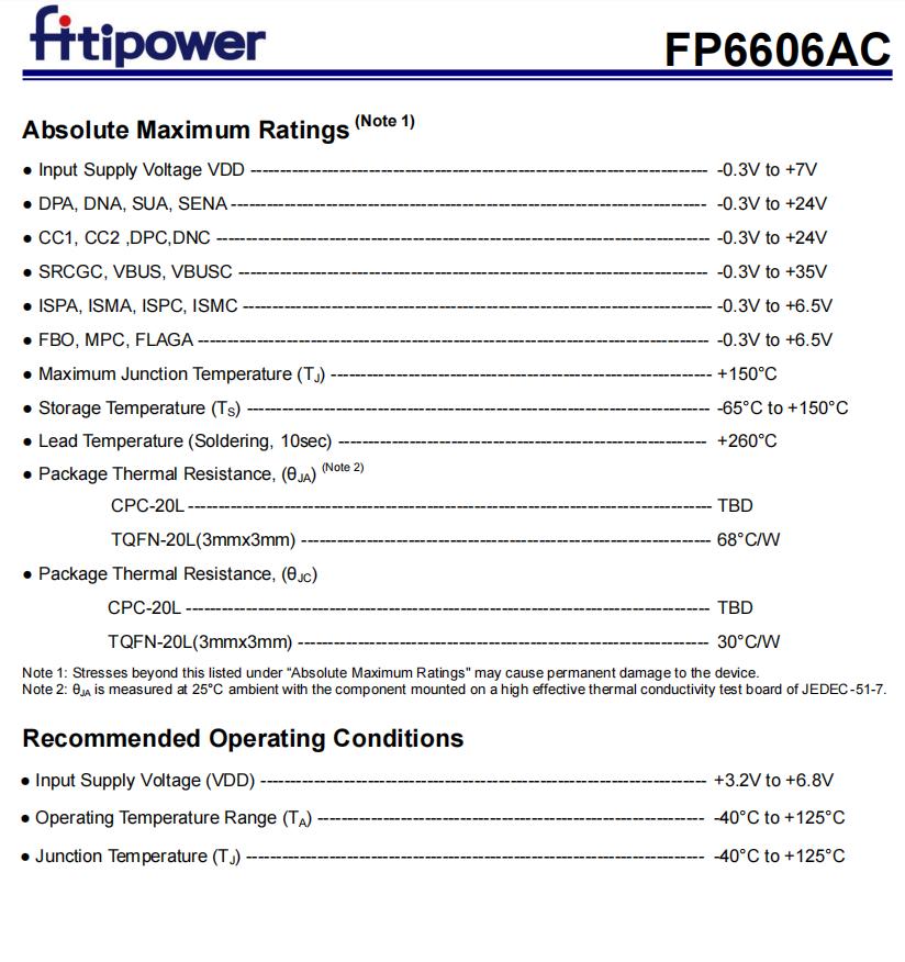 FP6606ACLP5CPC-20LUSB电源传输3.0协议控制器
