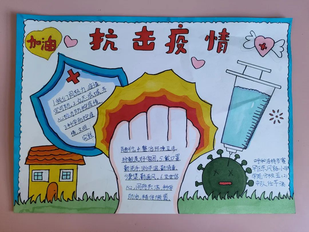童心有我共抗疫主题绘画,童心防疫亲子绘画作品