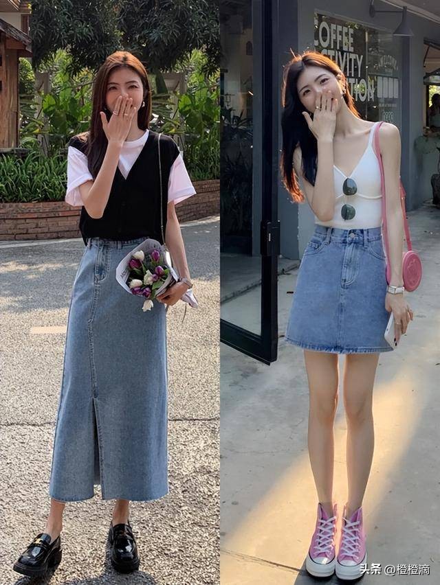 半身裙穿搭夏季小个子小清新测评,遮胯遮屁股显瘦夏季半身裙