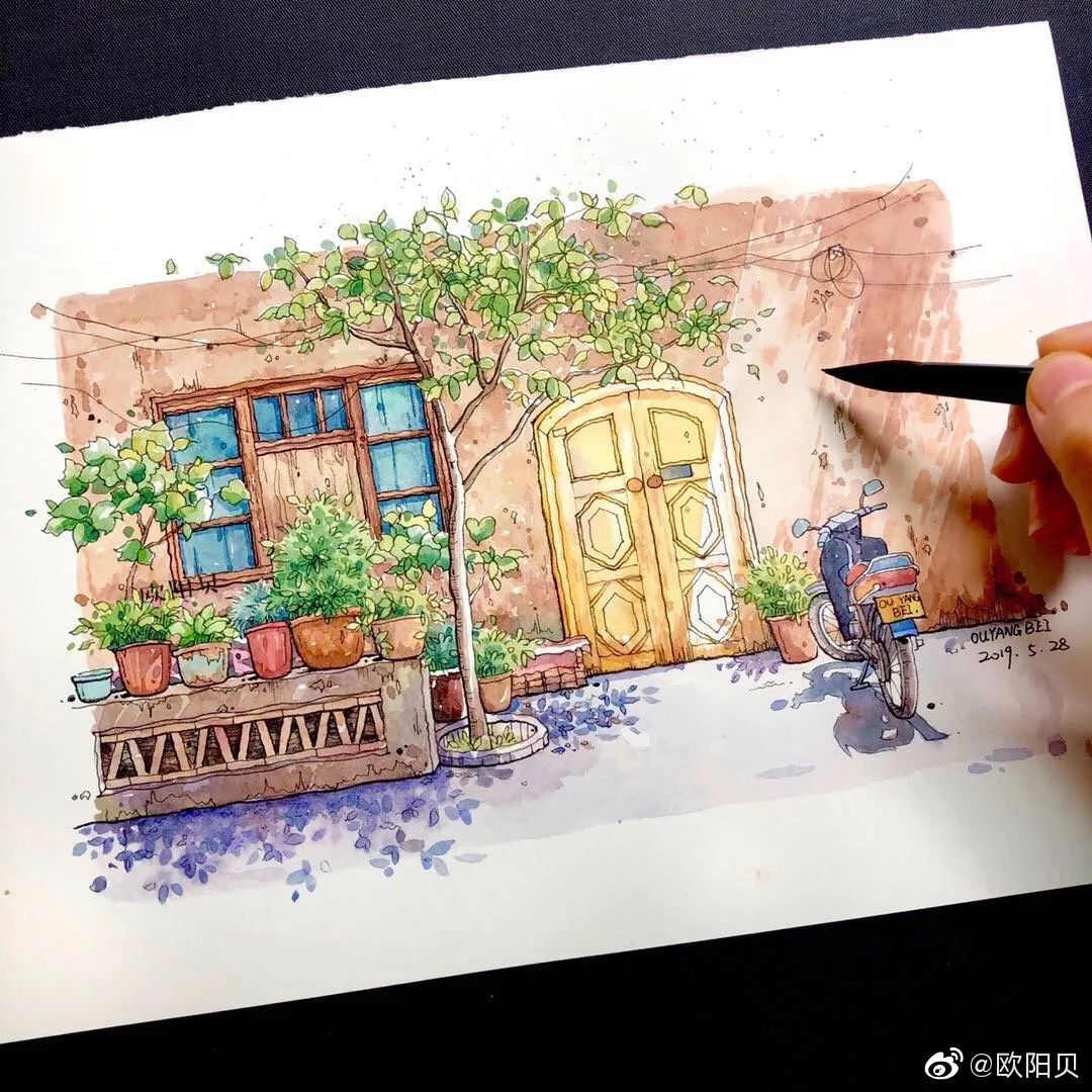 95后女孩画山水画,95后女大学生画山水课堂