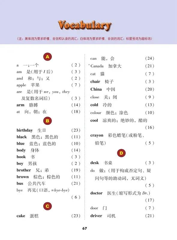 小学英语冀教版三年级上册单词表,小学英语冀教版三年级下册