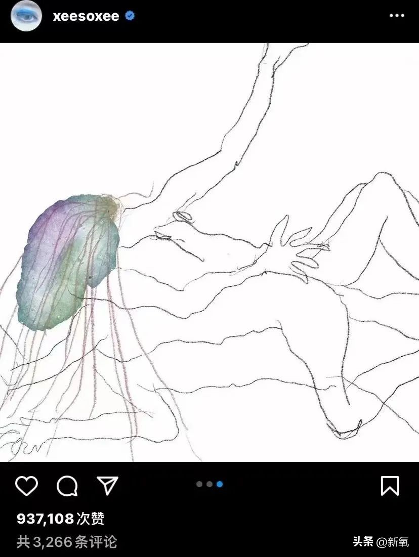 韩素希在ins上的画，真的是好担心她