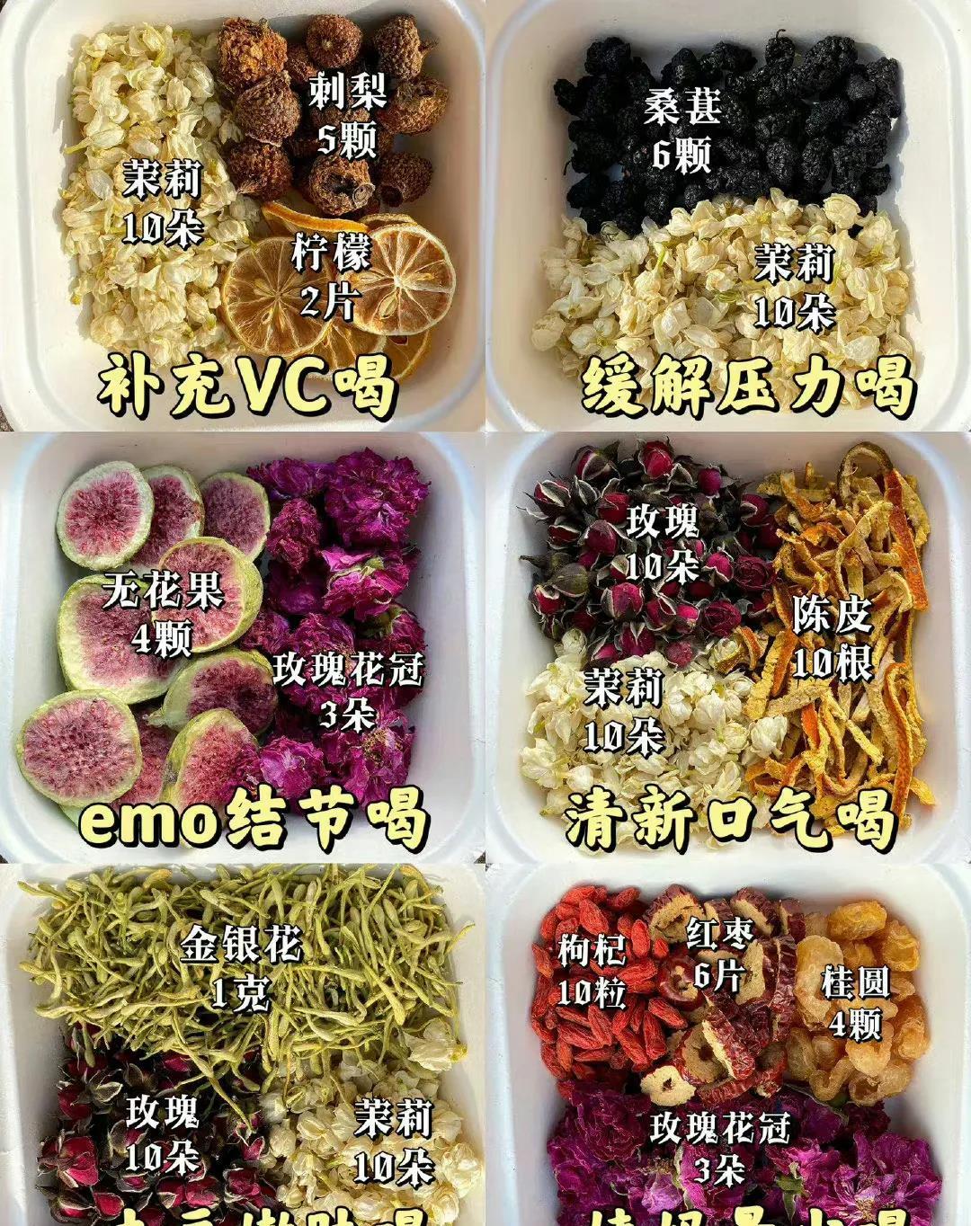 48种花茶搭配合集,48款养生花茶赶紧收藏吧