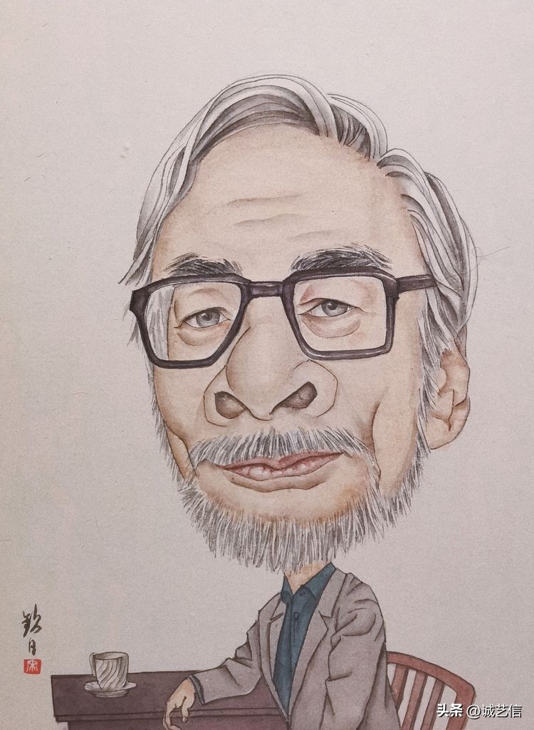 动画大师宫崎骏肖像漫画