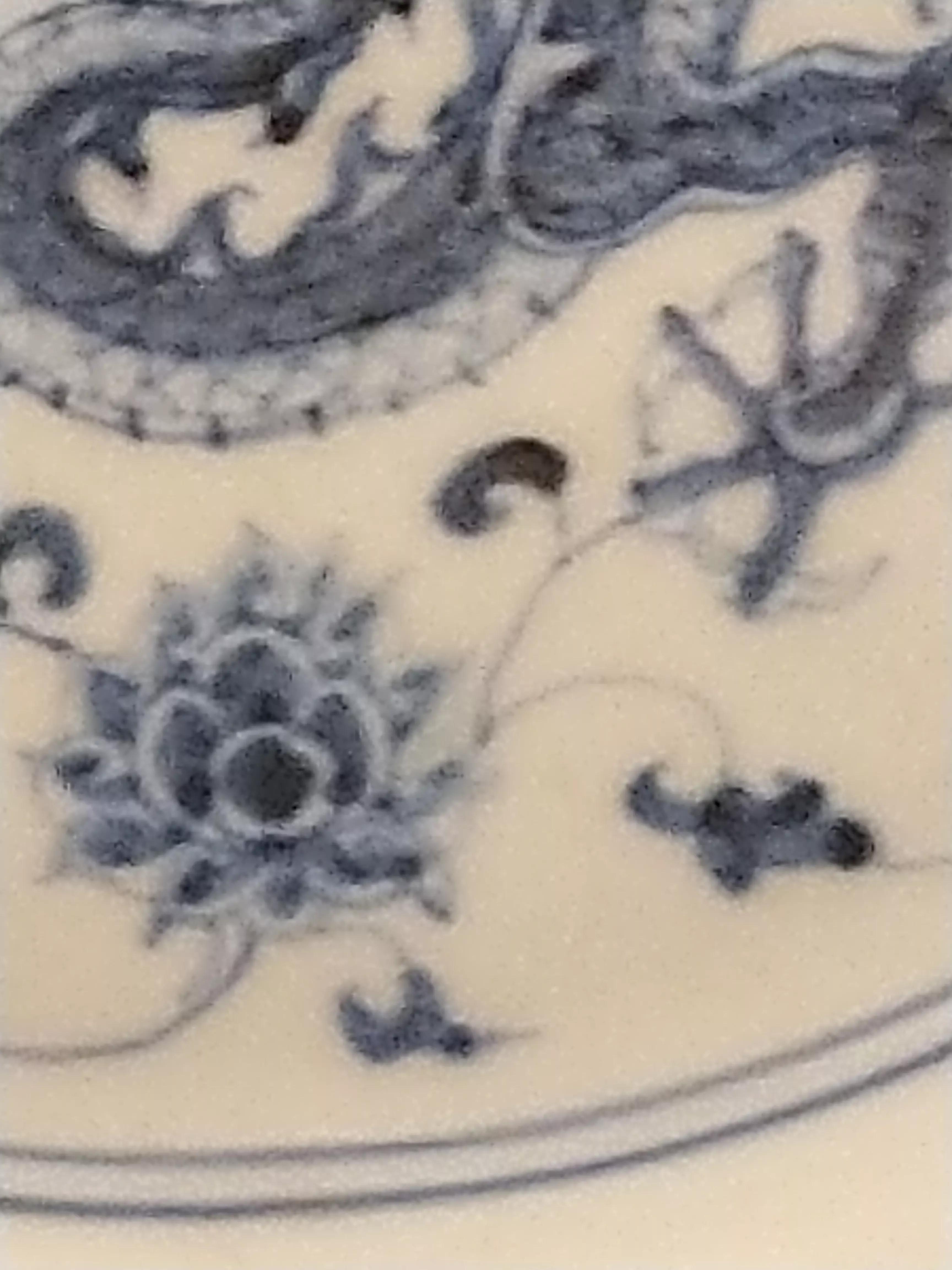 中国青花瓷画欣赏,水墨画颇具韵味的画法