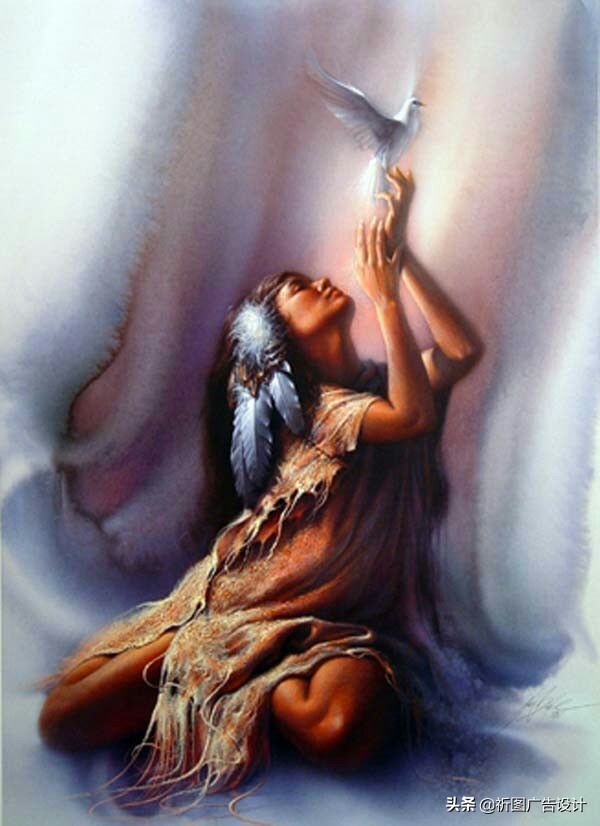 印第安人油画高清,印第安人油画艺术