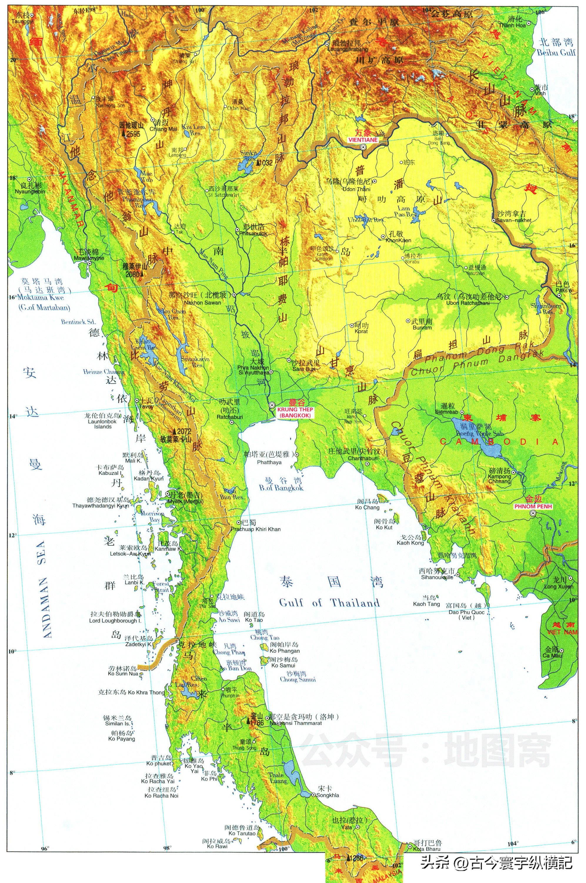 亚洲各国地形图（高清宜收藏）,亚洲大陆地形图