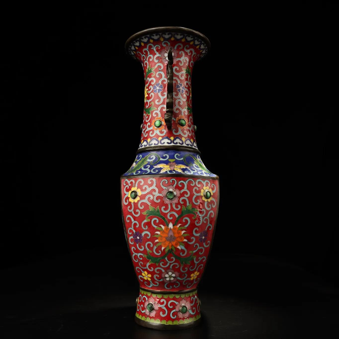 清末掐丝珐琅花瓶欣赏,大清乾隆年制掐丝珐琅花瓶图片