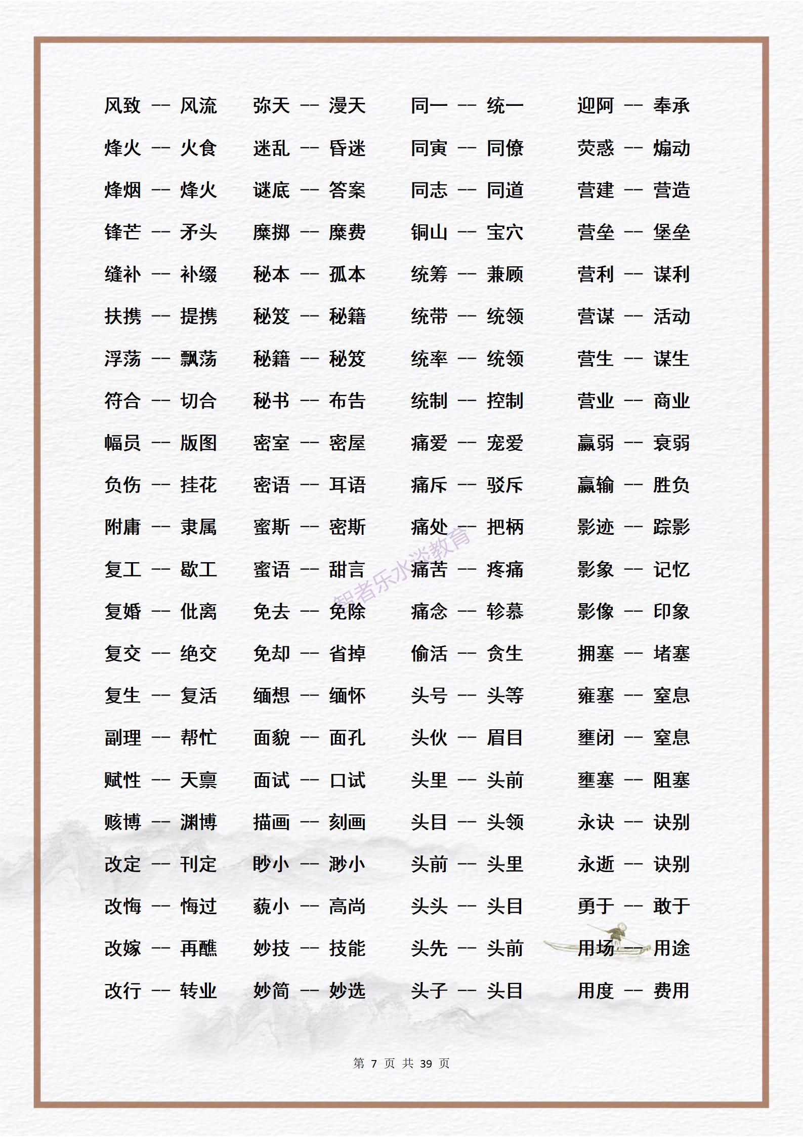素材：中小学生必须熟练掌握的3000个《近义词》大合集