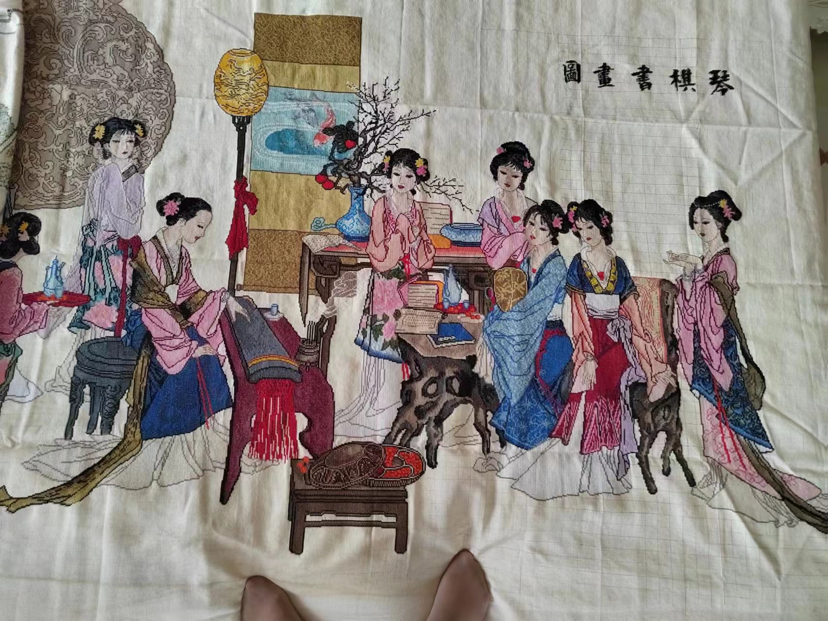 琴棋书画十字绣嘴巴绣法,琴棋书画十二金钗十字绣