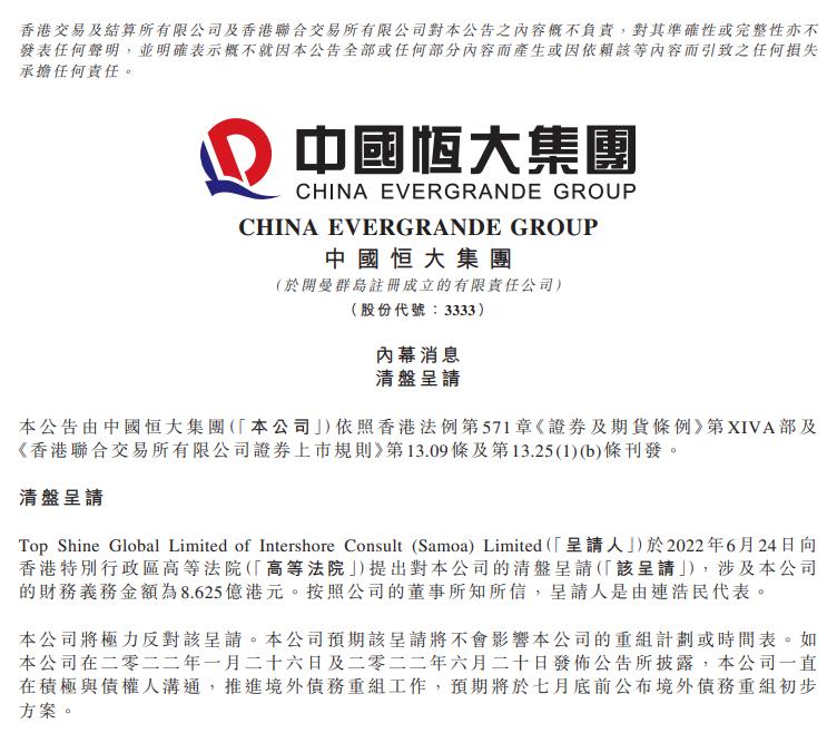 恒大回应被申请清盘,恒大被发出清盘令意味着什么