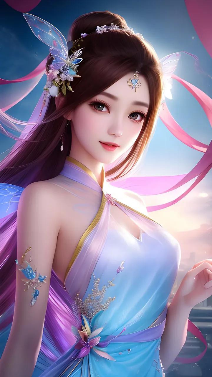 ai绘画国风关键词,ai绘画仙境中的仙子国风美人