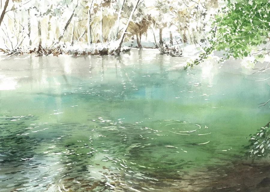 这组水彩风景清新而明亮,充满仙气的水彩世界