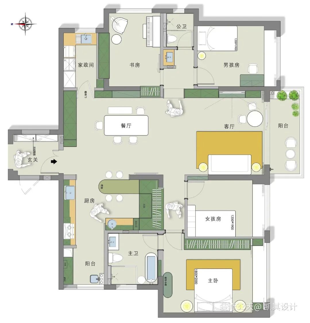 168平米四室两厅南北通透装修,168平方四室两厅东西通透