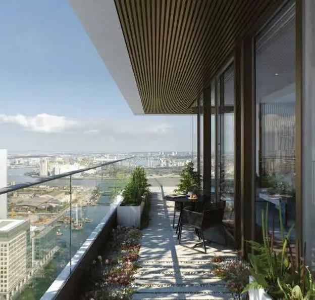 阳台看到一线河景,一线江景庭院效果图