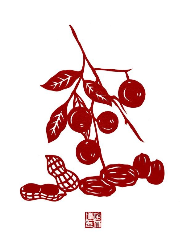 多子多寿剪纸,民俗剪纸花朵