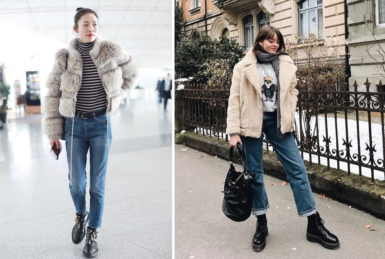 今年又火了种穿法：“萝卜裤+马丁靴”，超显腿长，小个子穿飒美