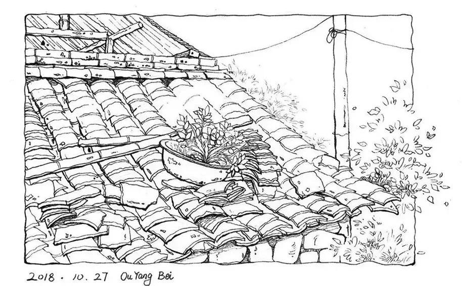 95后女孩画山水画,95后女大学生画山水课堂