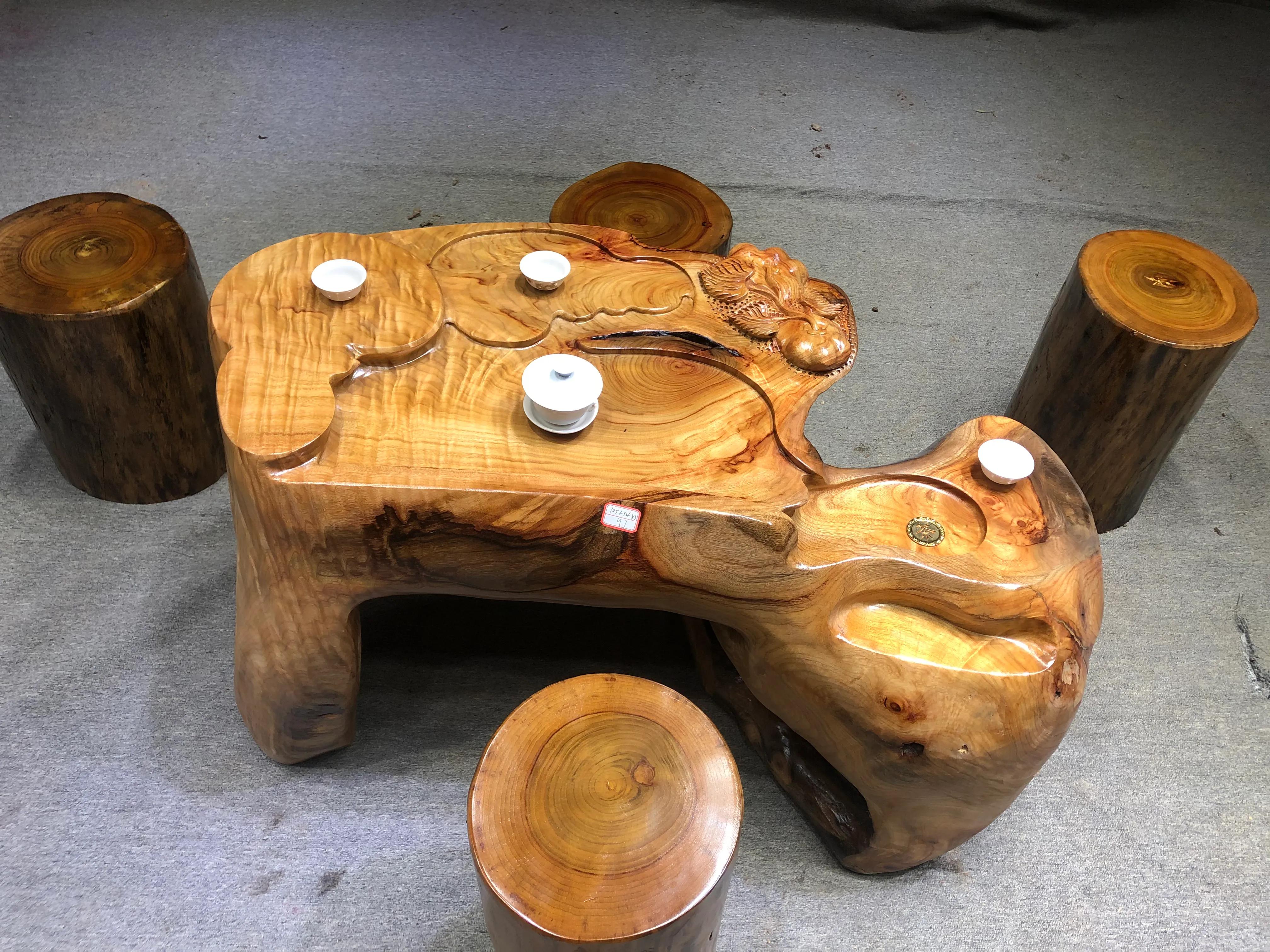 小叶香樟木茶几,香樟树树根做茶几图