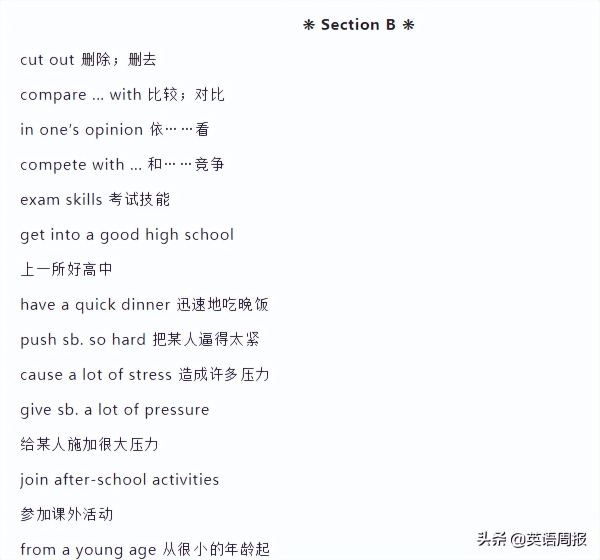 英语固定搭配短语大全初中,初中英语三年级重点单词和语法