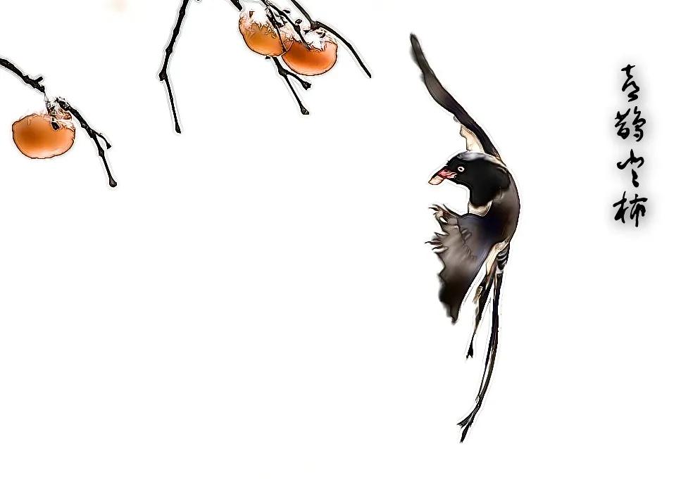 国画梅花与喜鹊的寓意,喜鹊柿子画寓意