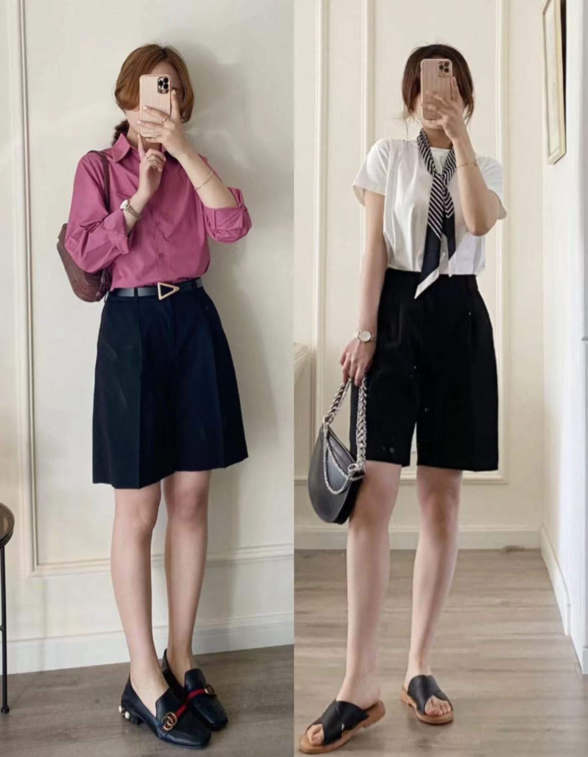 黑色短裤穿什么不露腿又好看,好看又百搭的黑色短裤