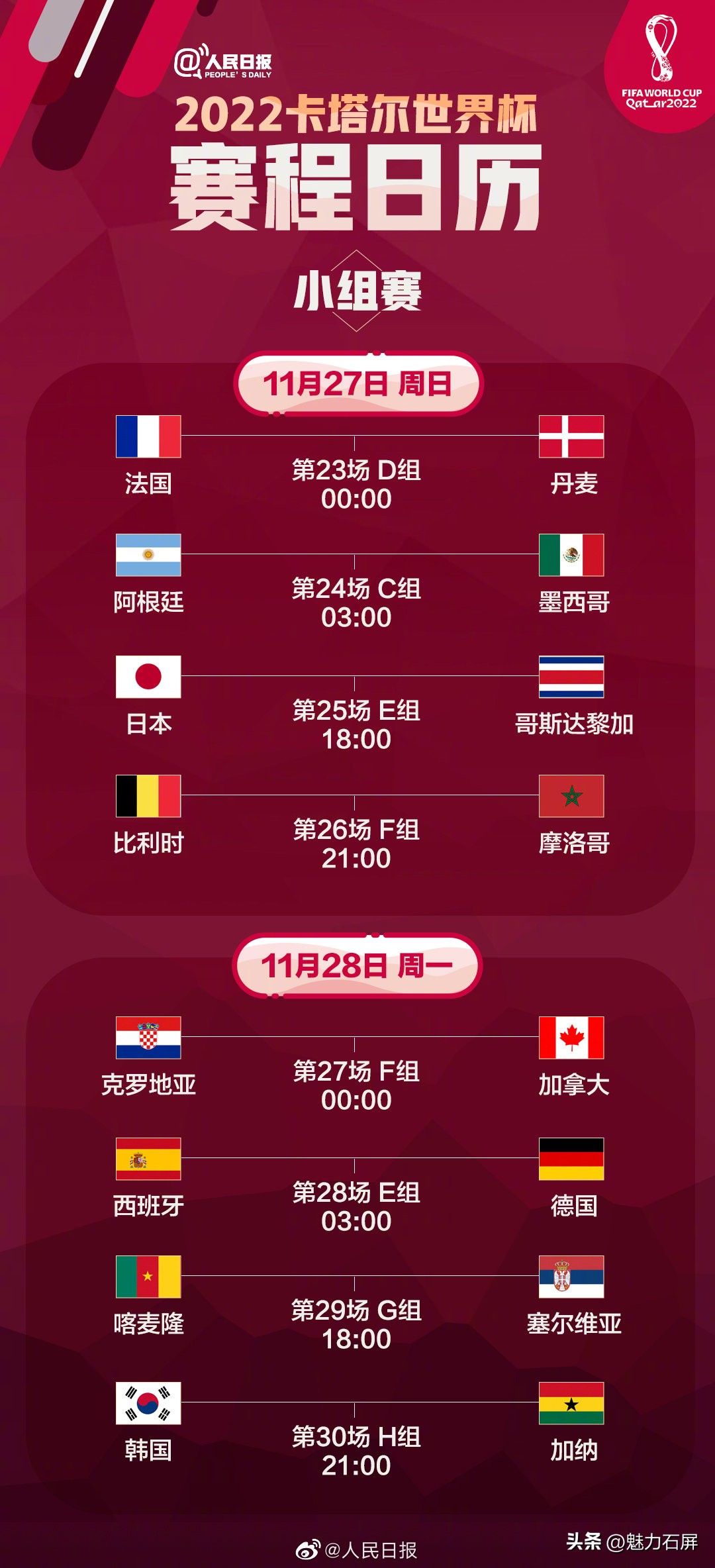 2022年卡塔尔世界杯赛程公布,2022卡塔尔世界杯赛程时间表