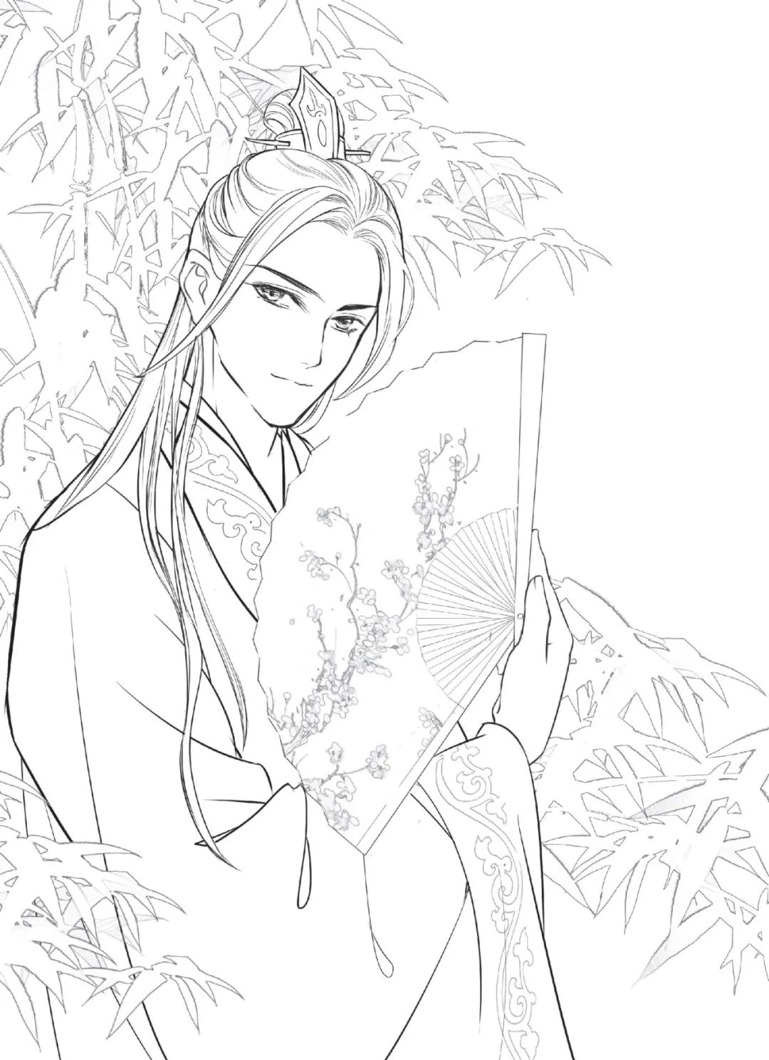 手绘山海经古风人物线稿,手绘动漫古风女生线稿简单