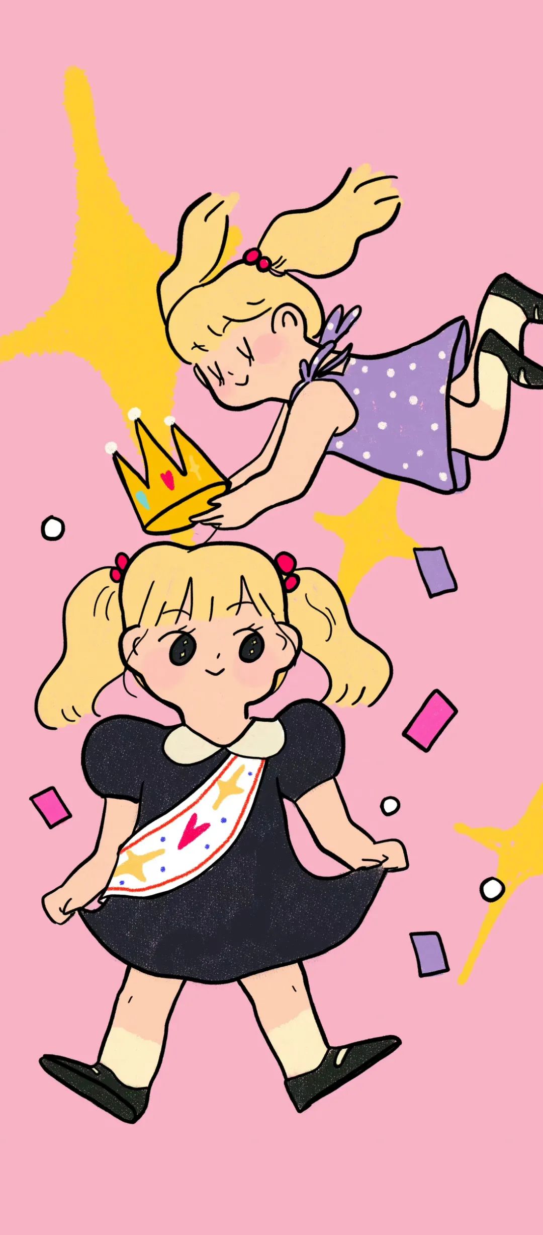 可爱的卡通男女背景,女生聊天背景可爱卡通