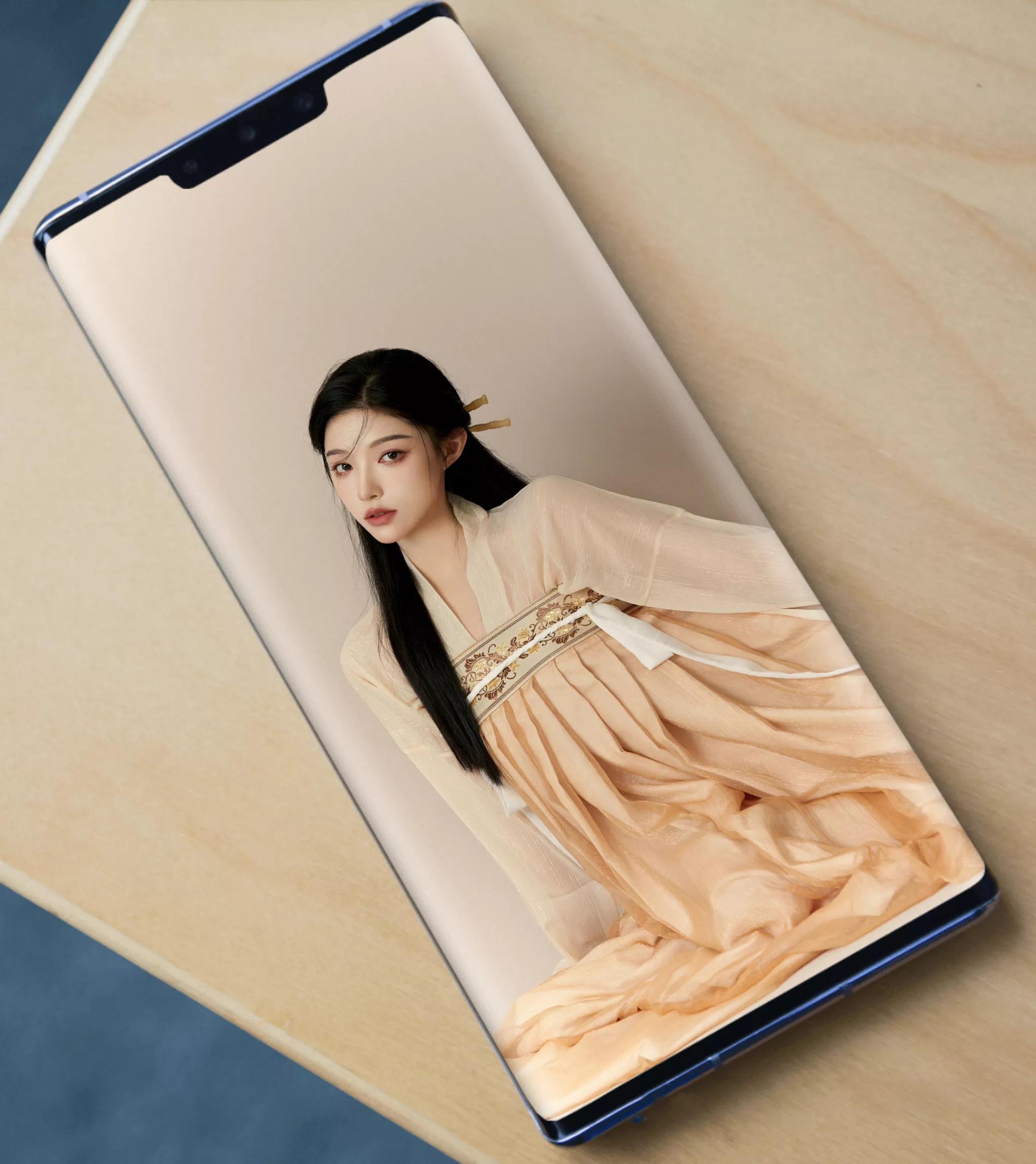 唯美古风金黄汉服美女壁纸,梦回大唐汉服夜景拍摄