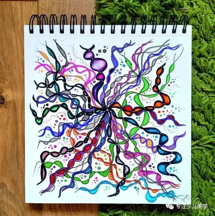 创意素描线描几何形体,线描画创意画优秀作品8级