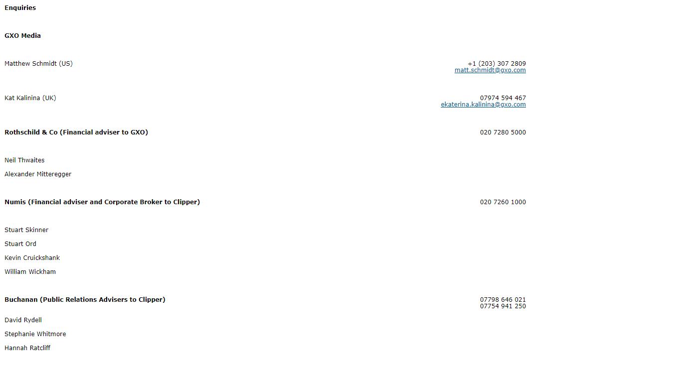 关于向ClipperLogisticsplc提出“潜在要约”的声明