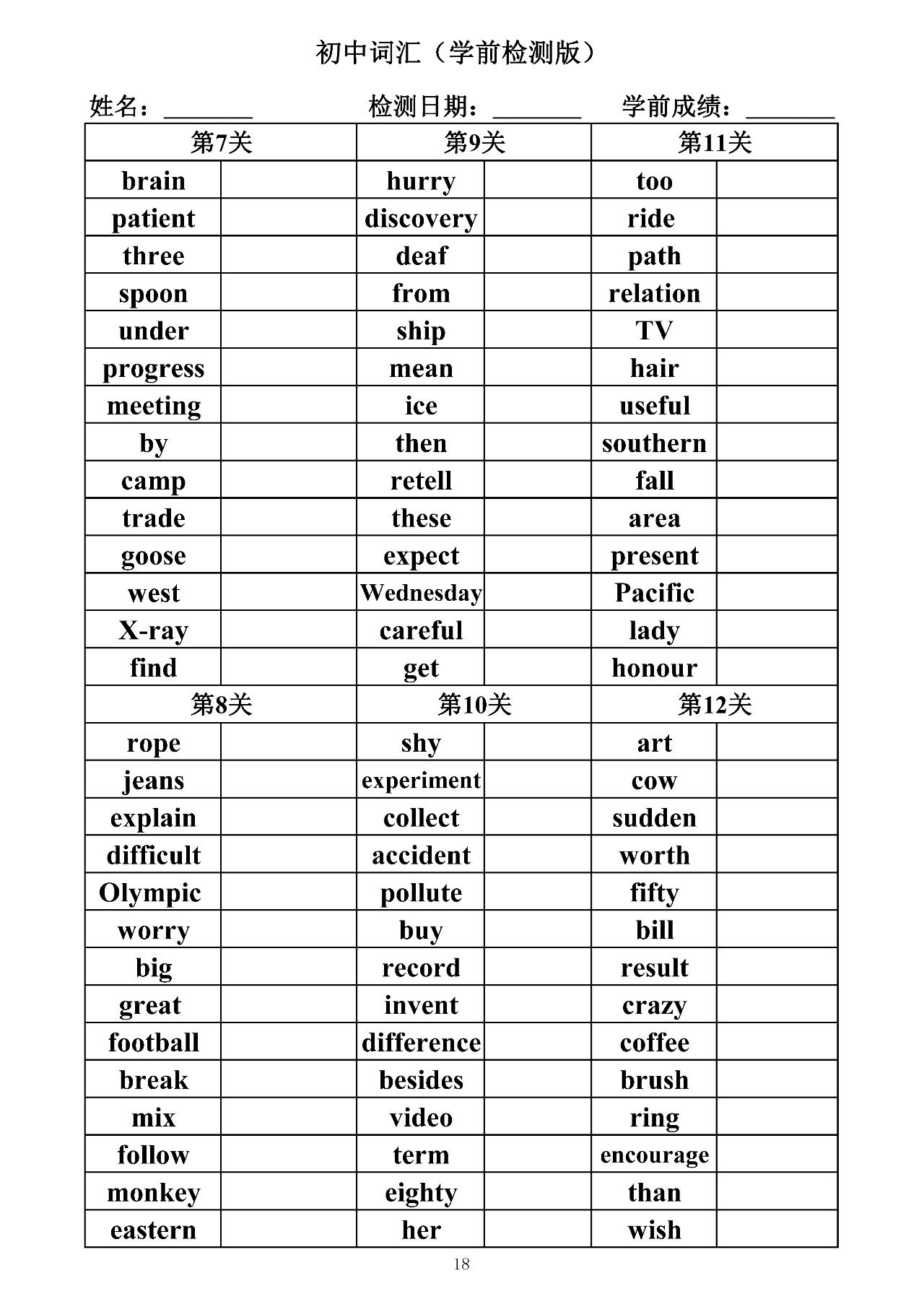 初中英语单词必背3500词汇默写版,初三英语单词默写和背诵