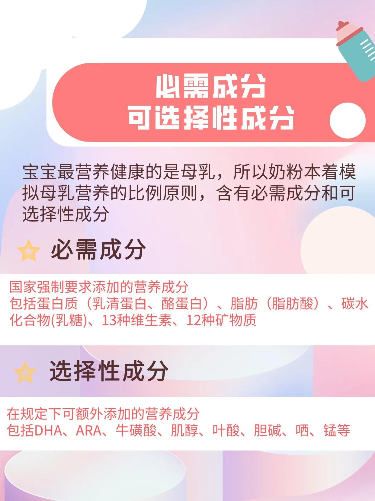 奶粉的这五个秘密宝妈们知道吗 (奶粉必需成分和可选择成分)