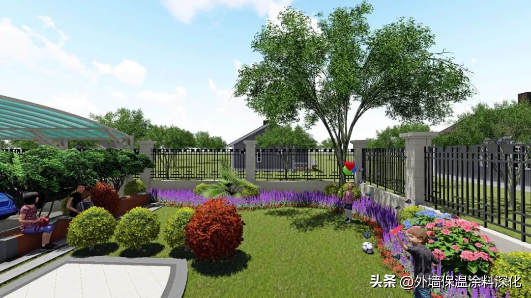 别墅庭院景观绿化全套施工图,别墅3d庭院景观效果图教程