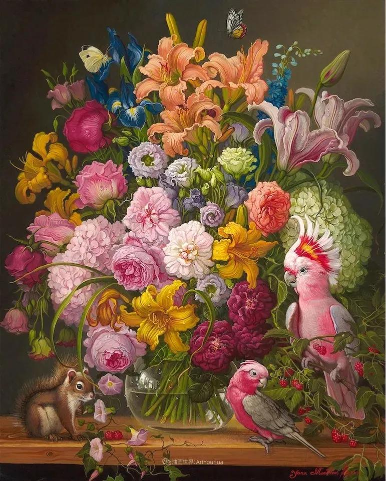 有关爱情的花鸟油画作品,北欧轻奢风格油画作品