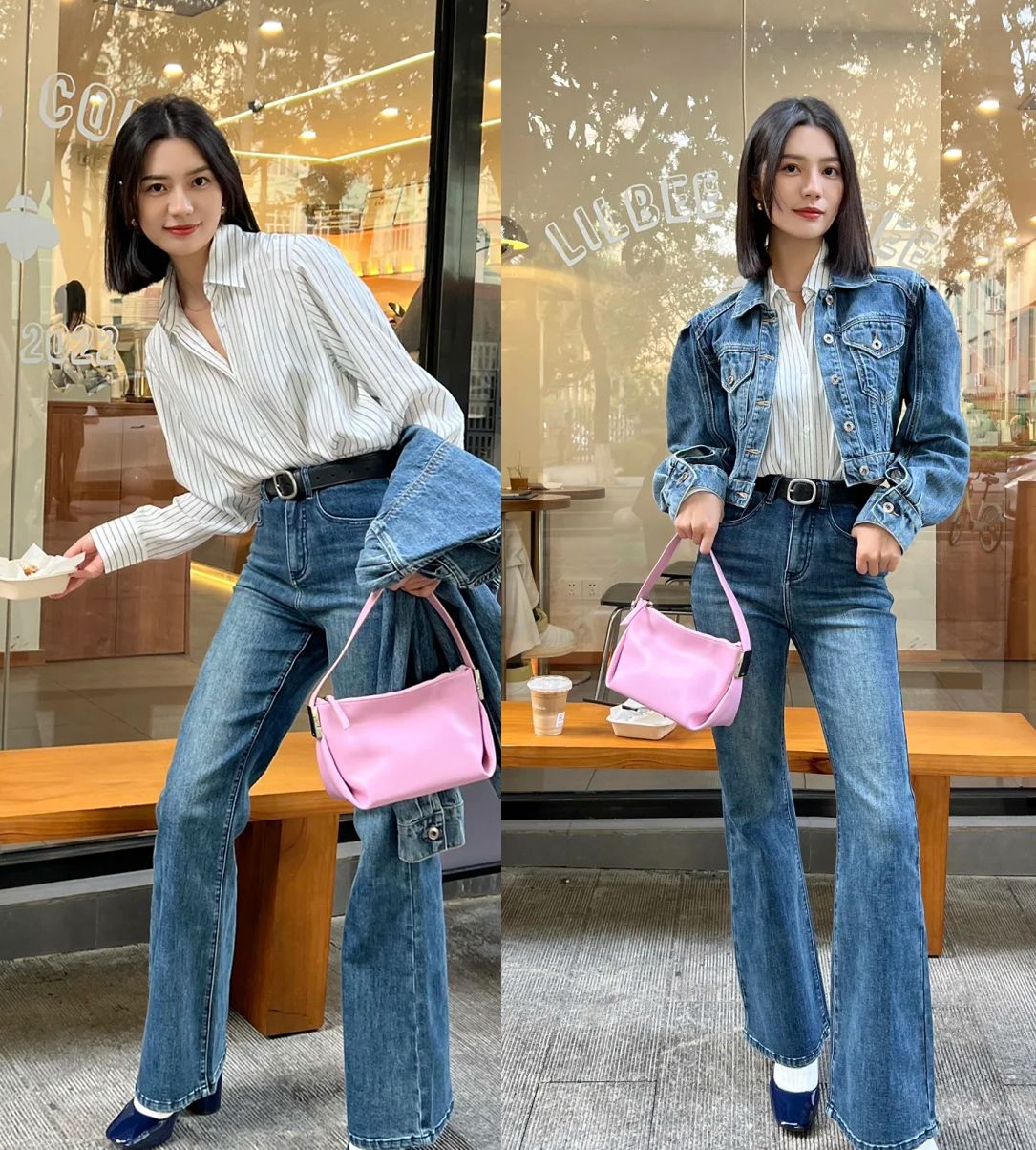 春秋季节小西装牛仔裤搭配,春天穿小西装牛仔裤