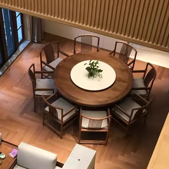 小户型圆形旋转餐桌,新中式圆形餐桌怎么选