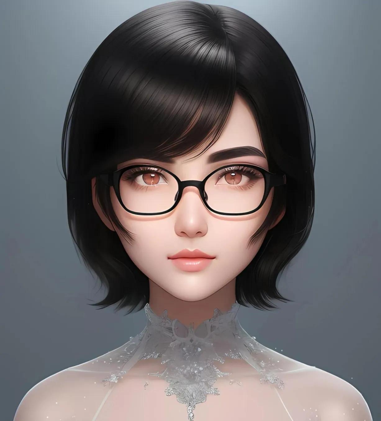 短发戴眼镜女孩真人头像,女生短发头像戴眼镜动漫