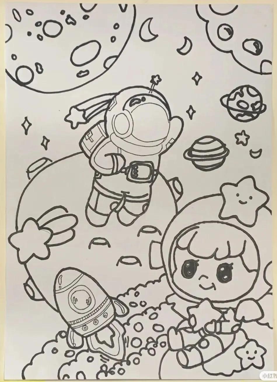 关于中国航天科技创新的绘画,描绘中国航天未来发展绘画