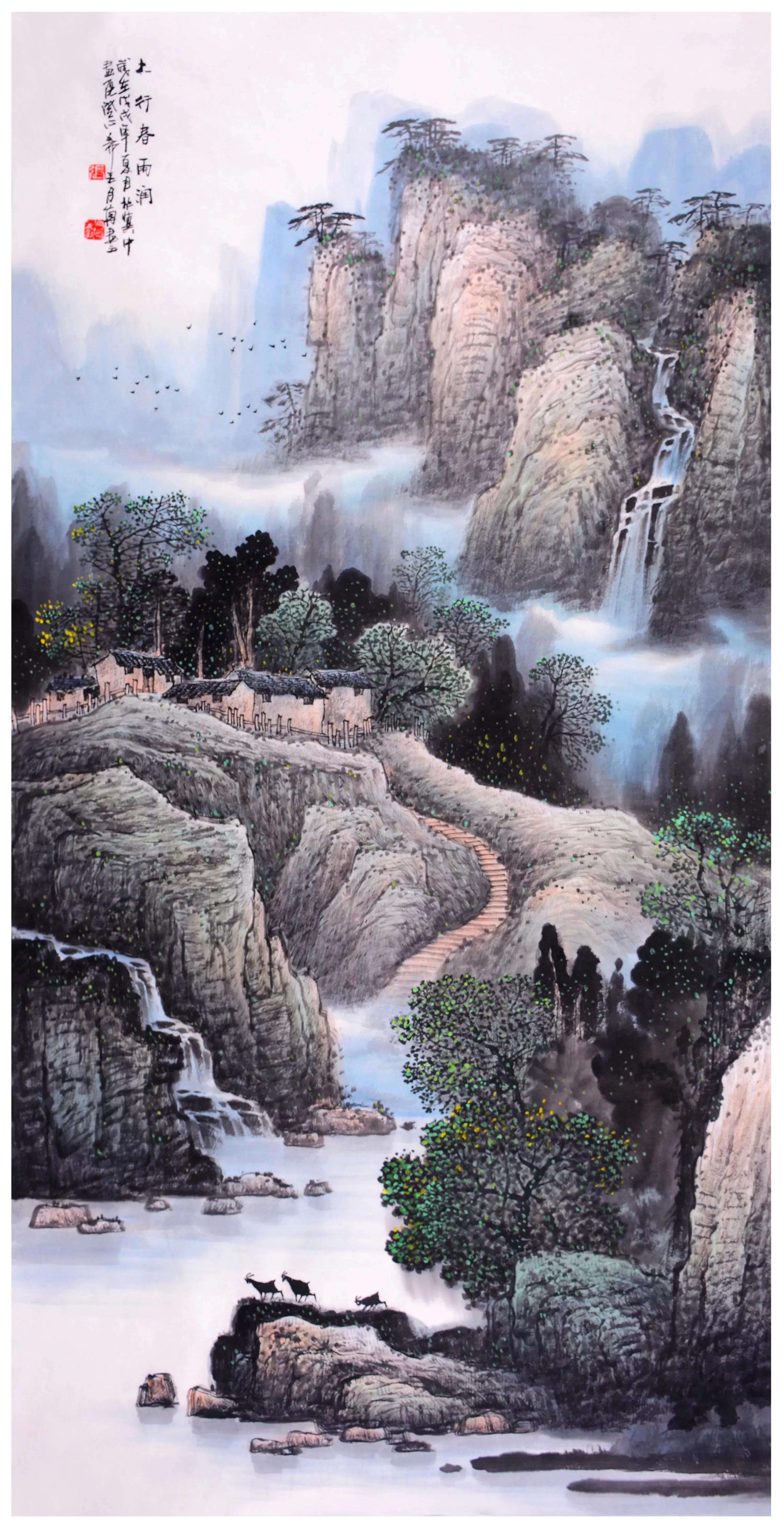 现代山水画名家竖幅作品欣赏,古代名家横幅山水画作品欣赏