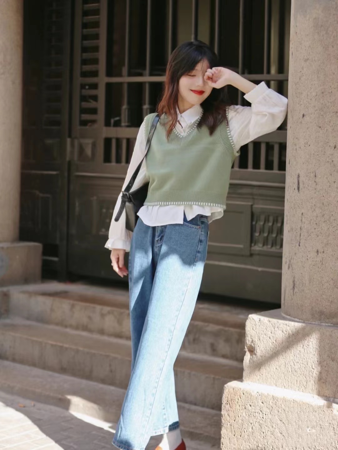 叠穿马甲长款针织可爱,秋季叠穿洋气马甲