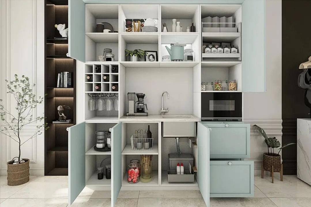 餐边柜加冰箱一体设计尺寸布局图,餐边柜进深尺寸30还是40合适